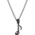 8TH NOTE NECKLACE W/BLACK CRYSTALS