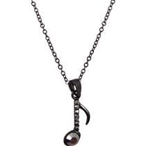 8TH NOTE NECKLACE W/BLACK CRYSTALS