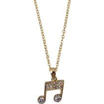 MUSIC NOTES NECKLACE (GOLD W/CRYSTALS)