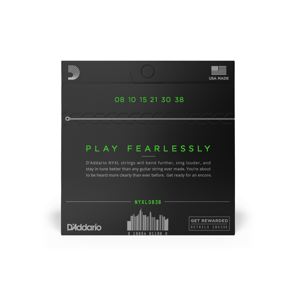 D'Addario - Nickel Wound NYXL Electric Guitar Strings - Extra Super Light - NYXL0838