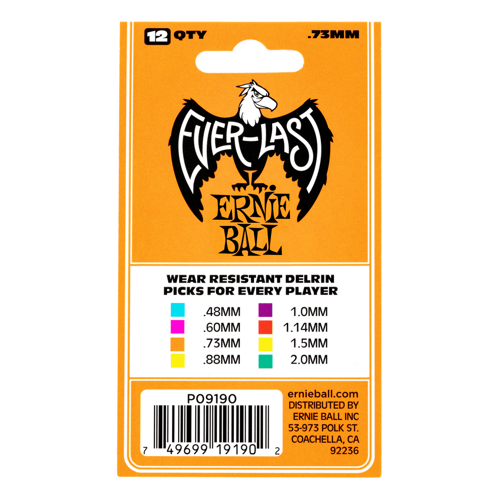Ernie Ball - Everlast Picks - 0.73mm Orange - 12 Pack