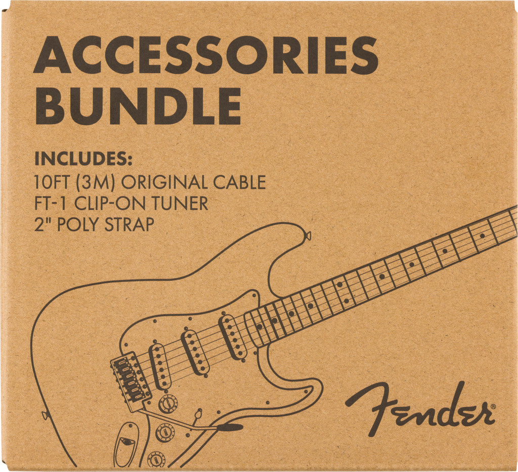Fender - Accessory Essentials Pack - Cable, Clip-On Tuner, Strap