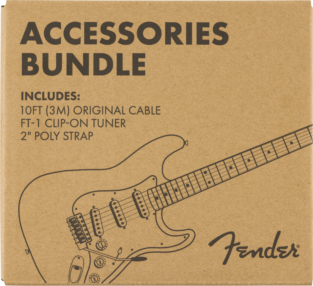 Fender - Accessory Essentials Pack - Cable, Clip-On Tuner, Strap
