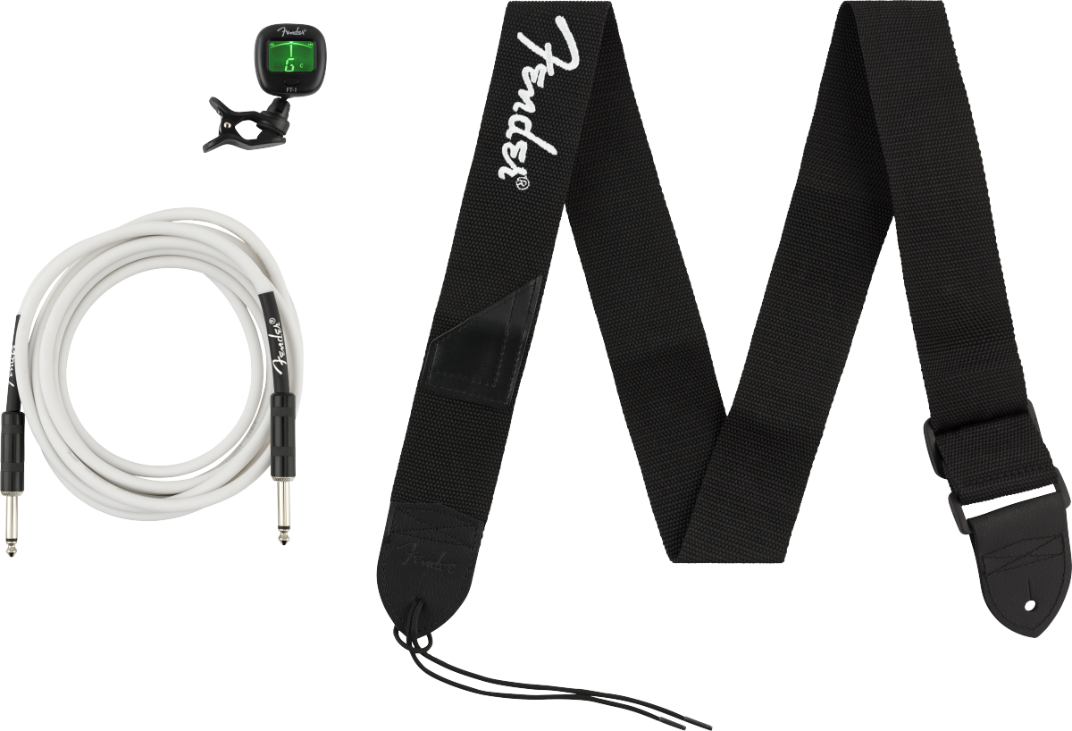 Fender - Accessory Essentials Pack - Cable, Clip-On Tuner, Strap