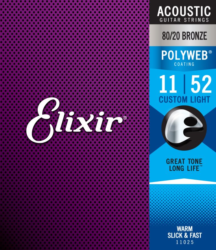 ELIXIR - Custom Light Acoustic 80/20 Bronze With Polyweb Coating (.011 - .052)