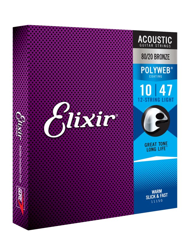 ELIXIR - 12-String Light Acoustic 80/20 Bronze With Polyweb Coating (.010 - .047)