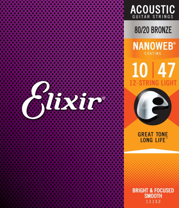 ELIXIR - 12-String Light Acoustic 80/20 Bronze With Nanoweb Coating (.010 - .047)