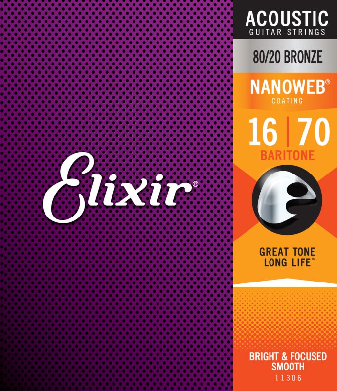 ELIXIR - Baritone Acoustic 80/20 Bronze With Nanoweb Coating 0.16 - 0.70