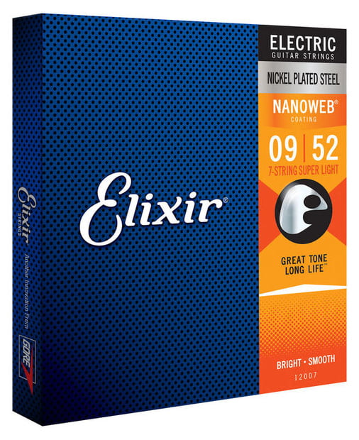 ELIXIR - Nanoweb Coated Nickel Plated Electric 7-String Guitar Strings Super Light 09-52