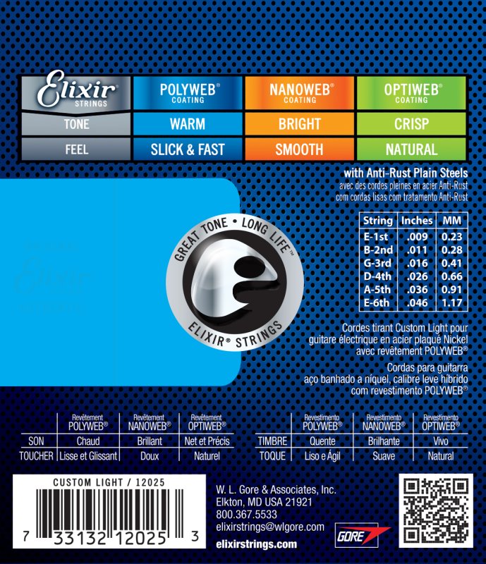 ELIXIR - Polyweb Electric 6-String Guitar Strings Custom Light 9-46