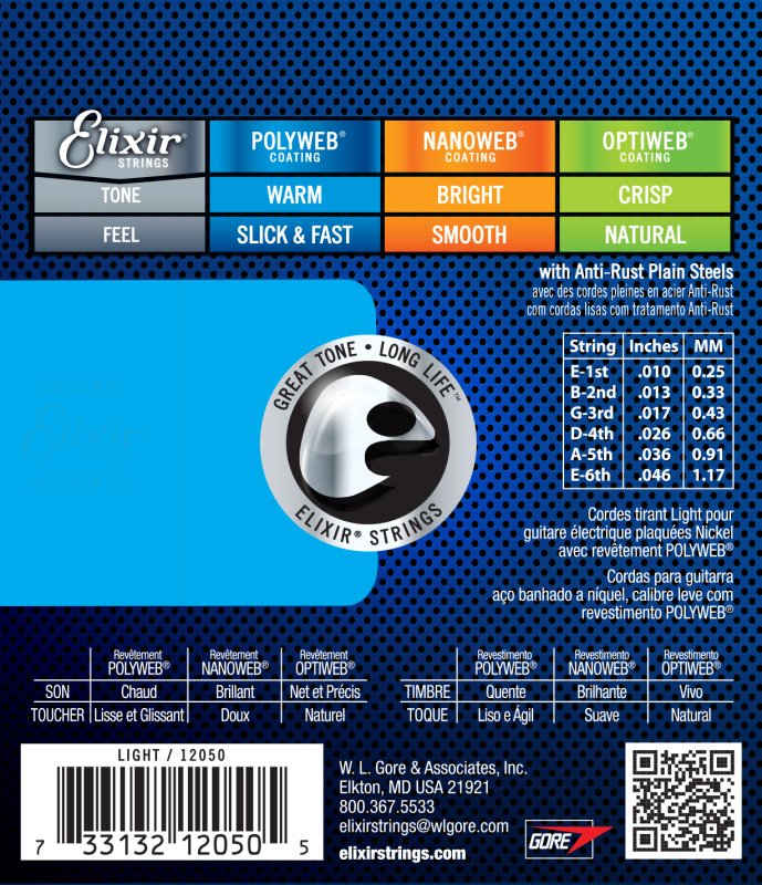 ELIXIR - Light Electric Nickel Plated Steel With Polyweb Coating (.010 - .046)