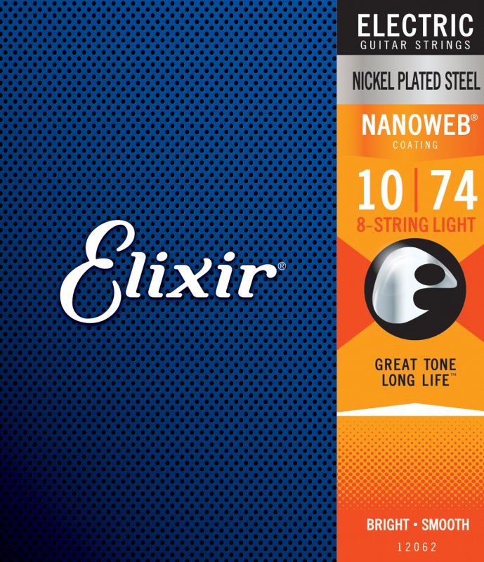 ELIXIR - Nanoweb Coated Nickel Plated Electric 8-String Guitar Strings Light 10-74