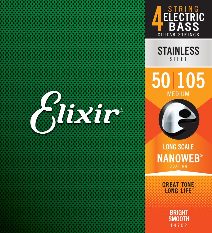 ELIXIR - 4-String Medium, Long Scale Electric Bass Stainless Steal With Nanoweb Coating