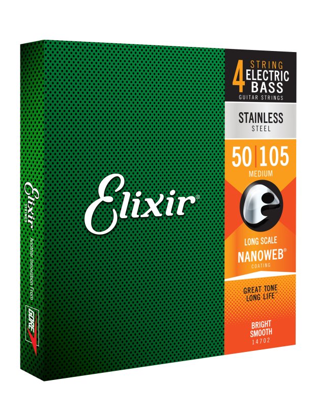 ELIXIR - 4-String Medium, Long Scale Electric Bass Stainless Steal With Nanoweb Coating