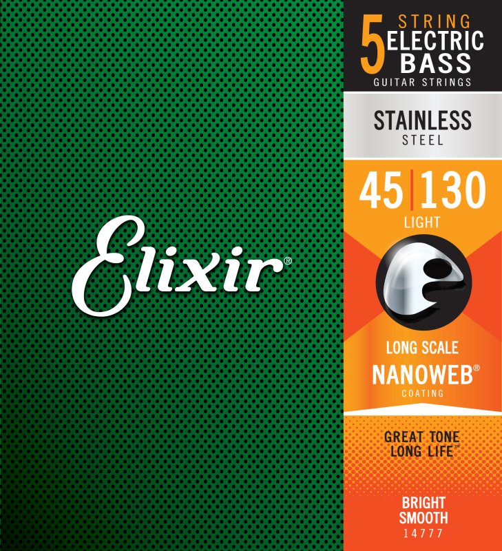 ELIXIR - 5-String Light, Long Scale Scale Electric Bass Stainless Steal With Nanoweb Coating .045 - .130