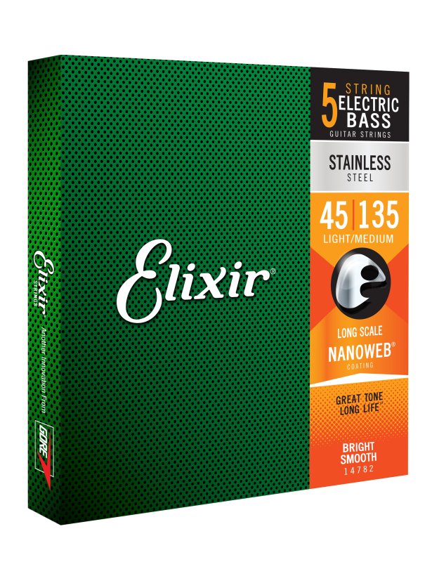 ELIXIR - 5-String Light/Medium, Long Scale Electric Bass Stainless Steal With Nanoweb Coating