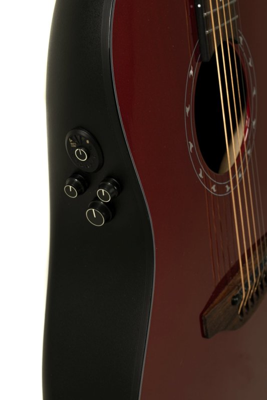 Ovation - Ultra Series Solid Spruce Top Mid-depth Acoustic / Electric Guitar, Vampira Red Metallic