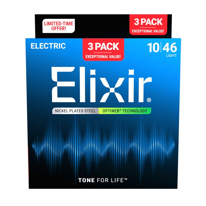 Elixir Electric Nickel Plated Steel w/ OPTIWEB® Technology - 3Pk 19052