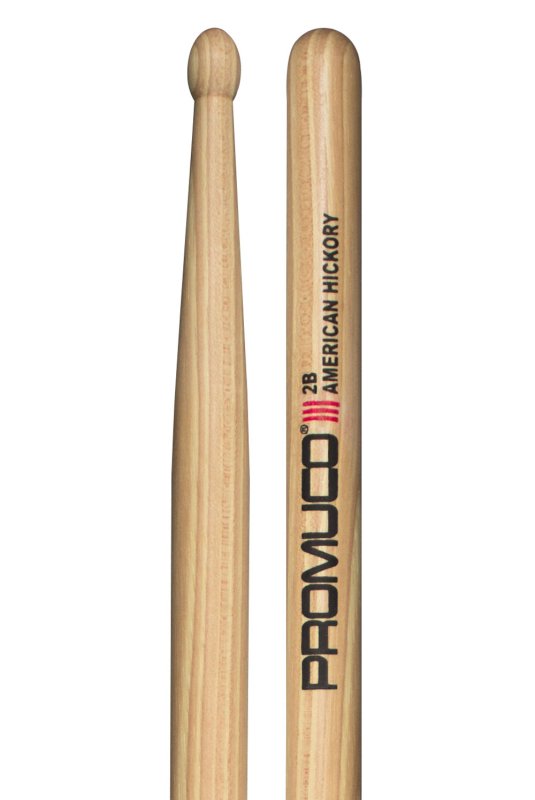 Promuco Percussion - American Hickory 2B Drumsticks, Wood Tip