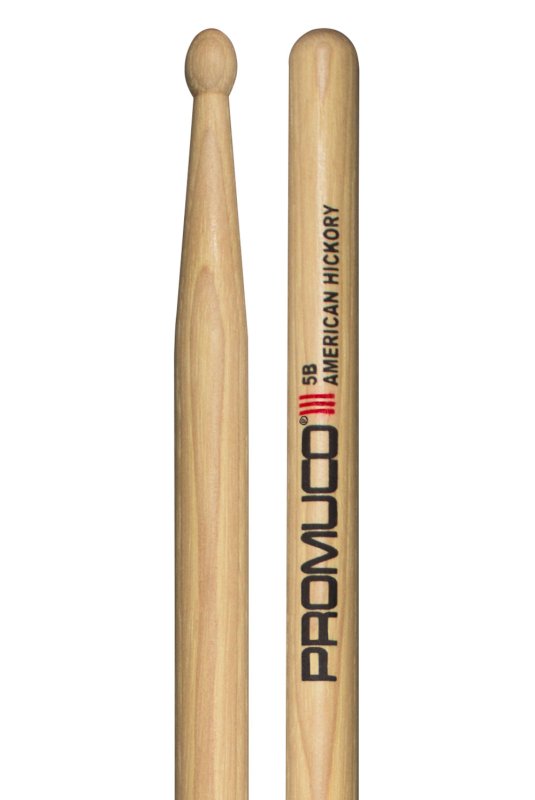 Promuco Percussion - American Hickory 5B Drumsticks, Wood Tip
