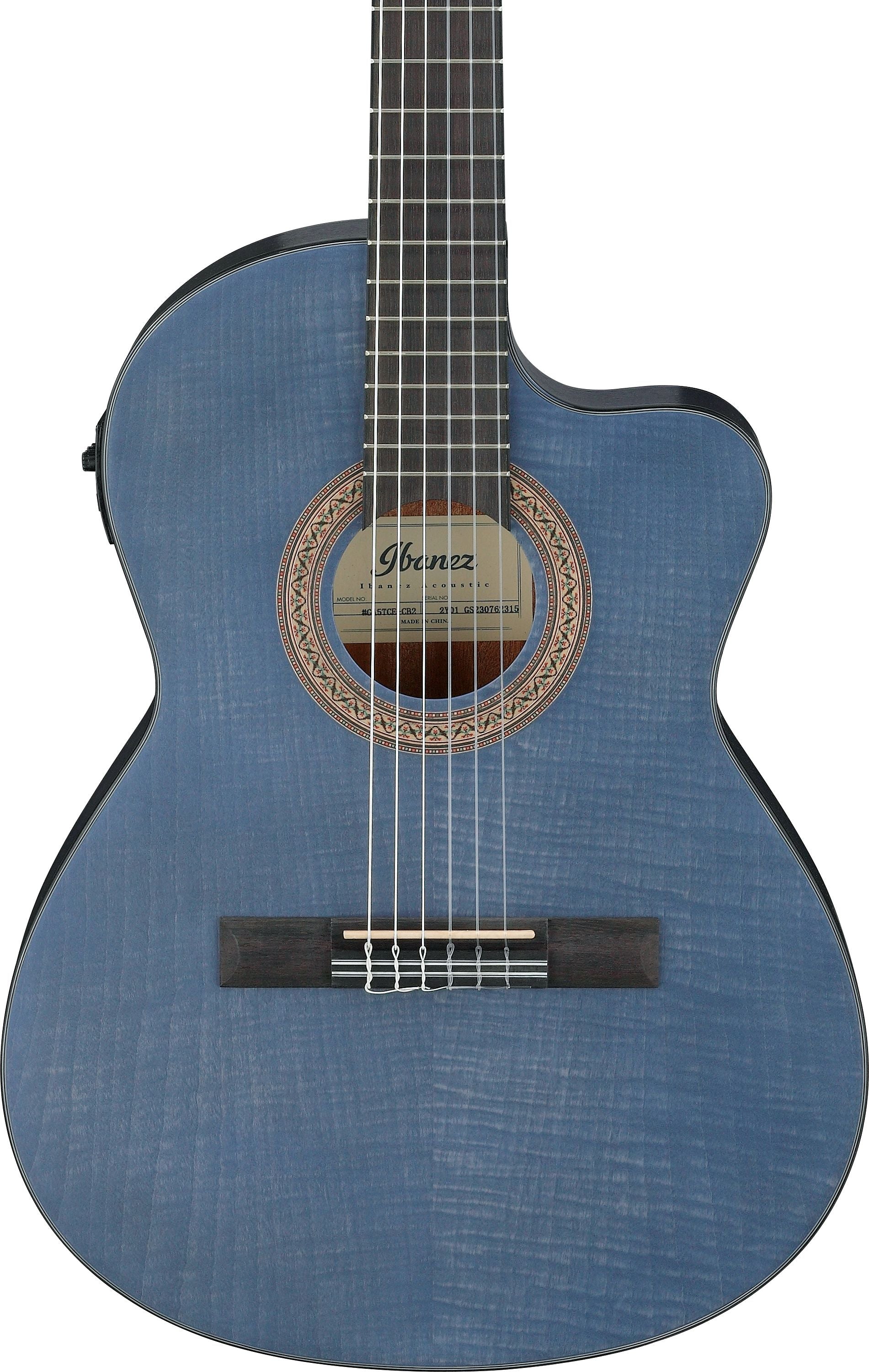 Ibanez Guitars - GA5TCE Thinline Cutaway Classical Guitar - Open Pore Blueberry