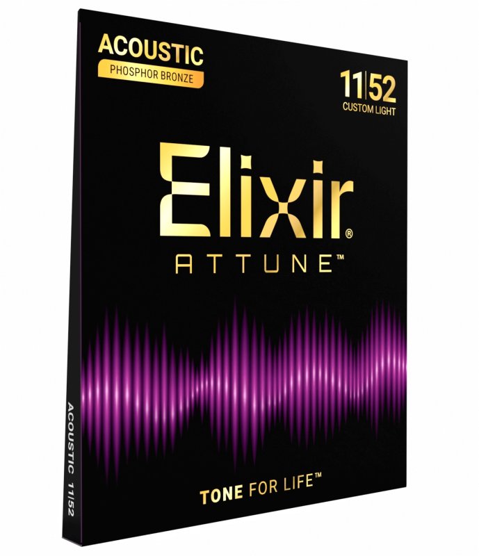 ELIXIR - Attune Phosphor Bronze Acoustic Guitar Strings Custom Light 11-52