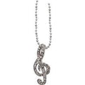 NECKLACE G-CLEF CRYSTAL CLEAR/SILVER