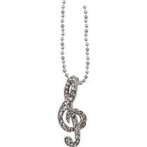 NECKLACE G-CLEF CRYSTAL CLEAR/SILVER