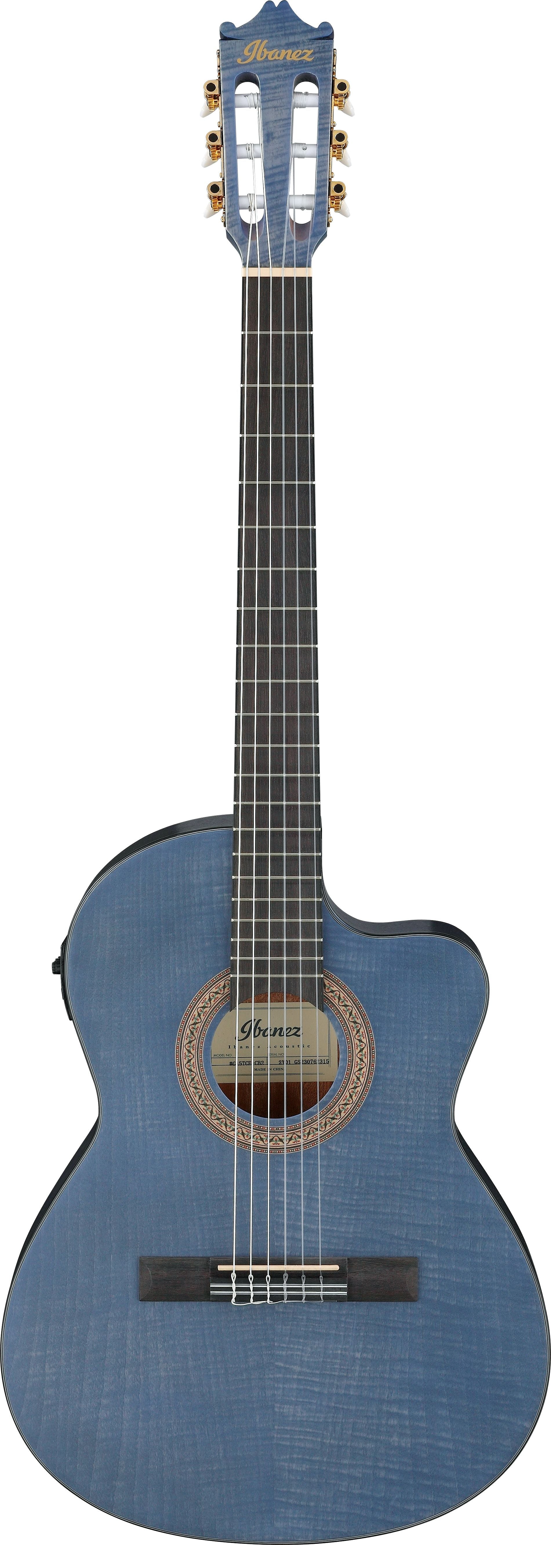 Ibanez Guitars - GA5TCE Thinline Cutaway Classical Guitar - Open Pore Blueberry