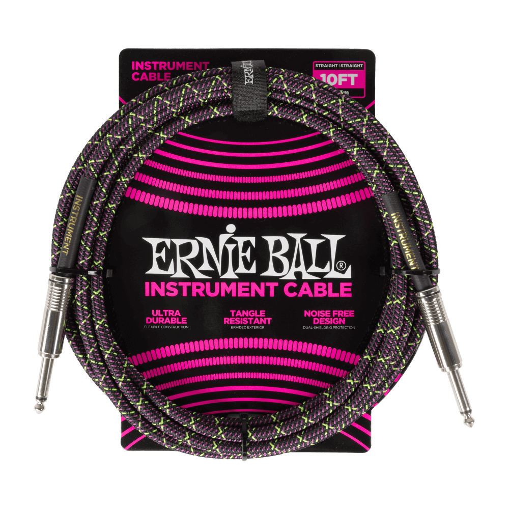 Ernie Ball - Braided Instrument Cable Straight/Straight 10ft - Purple Python