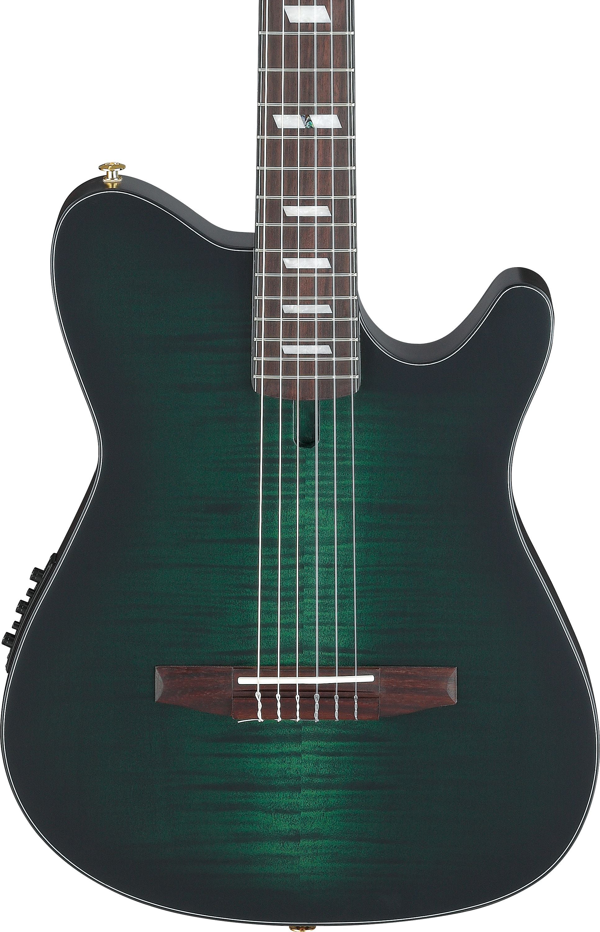 Ibanez Guitars - FRH20FMN - Thinline Nylon-string Acoustic-electric - Dark Emerald Burst Low Gloss