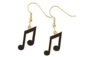 Earrings Black 8th Note