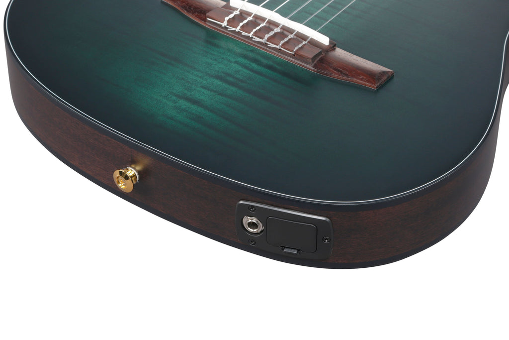 Ibanez Guitars - FRH20FMN - Thinline Nylon-string Acoustic-electric - Dark Emerald Burst Low Gloss