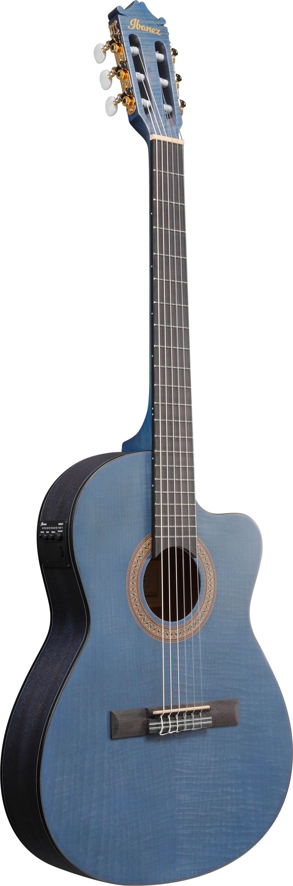 Ibanez Guitars - GA5TCE Thinline Cutaway Classical Guitar - Open Pore Blueberry