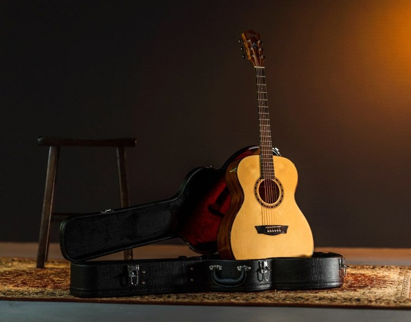 Washburn - Apprentice 5 Dreadnought Acoustic Guitar With Hard Case, Natural