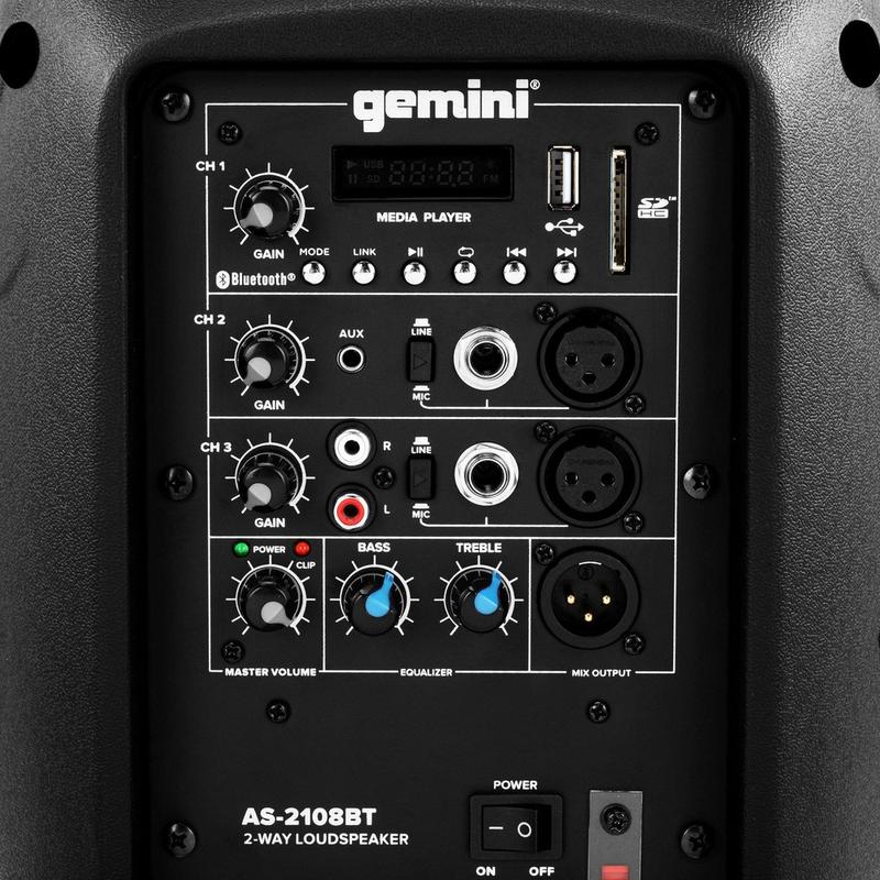 Gemini - 500 Watt Active 8” Bluetooth Loudspeaker