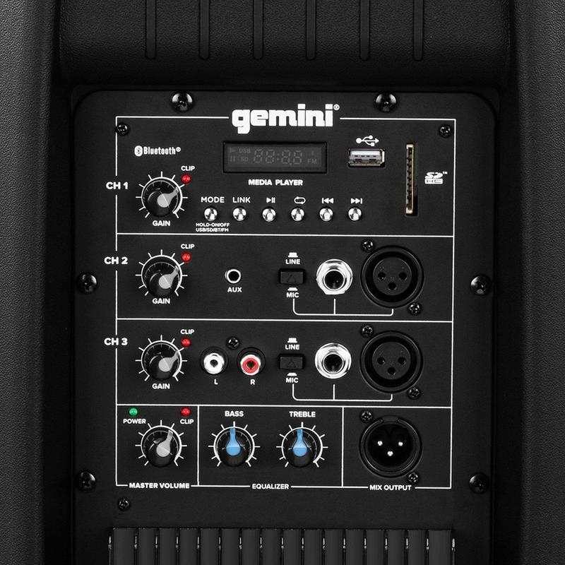 Gemini - 1500 Watt Active 12” Bluetooth Loudspeaker