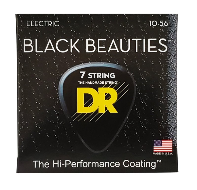 DR Handmade Strings - Black Beauties Coated 7-String Electric Guitar Strings, Medium (10-56)