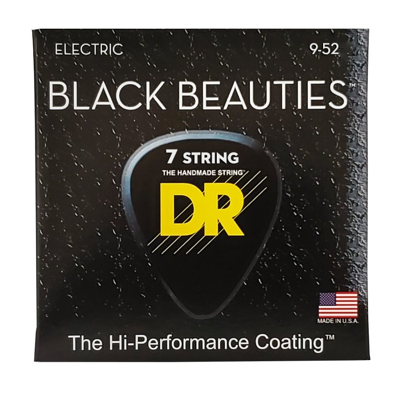 DR Handmade Strings - Black Beauties Coated 7-String Electric Guitar Strings, Light (9-52)