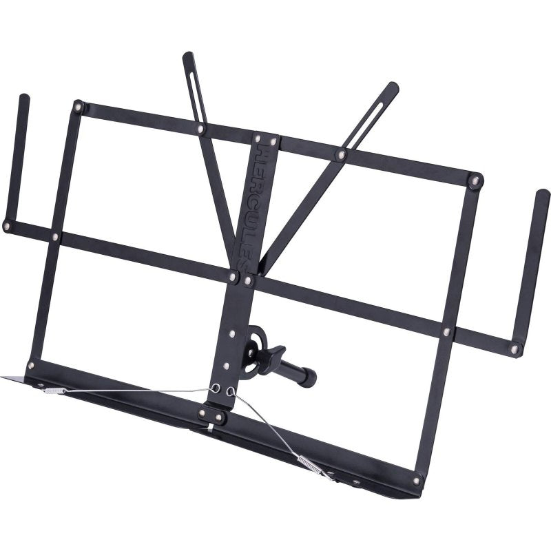 Hercules - Desktop Music Stand with Foldable Desk, Page Retainers, and Kick Stand