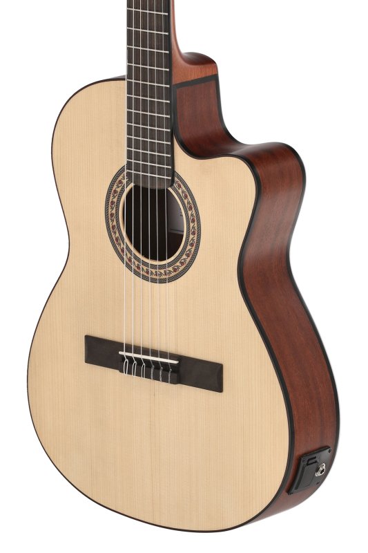 Manuel Rodriguez Guitars - Caballero by MR Principio Series Stage Slim Body Electric / Acoustic Guitar, Natural