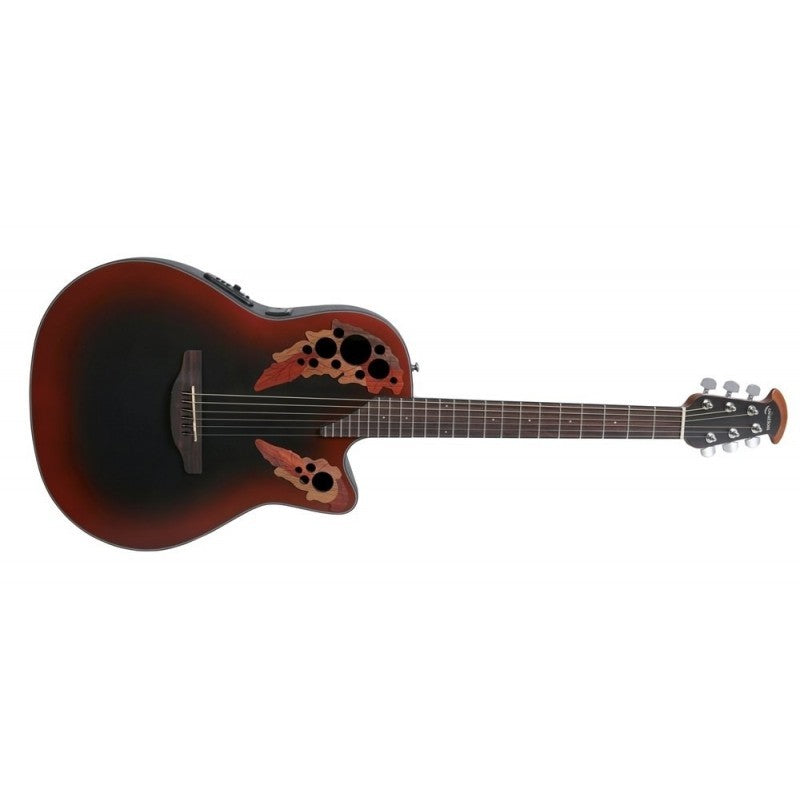 Ovation - Celebrity Elite Mid-Depth Acoustic-Electric Guitar, Reverse Red Burst
