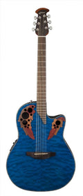 Ovation - Celebrity Elite Plus Mid-Depth Cutaway, Trans Blue Quilt Maple