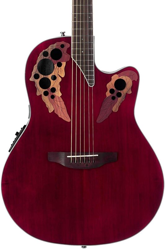 Ovation - Celebrity Elite Super Shallow Acoustic-Electric Guitar Ruby Red