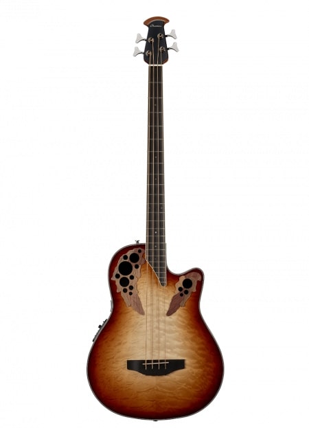 Ovation - Celebrity Elite Exotic Mid Quilt Maple Acoustic / Electric Bass, Cognac Burst / Natural Gloss