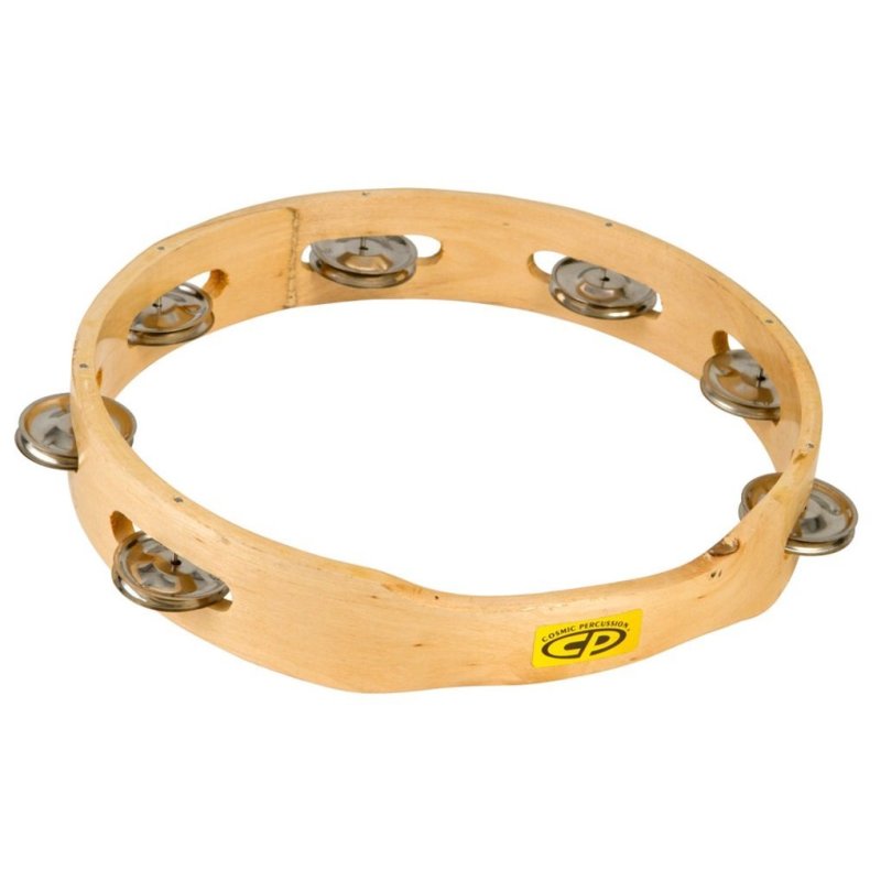 Latin Percussion - 10" Wood Tambourine, Headless, Single Row Jingles