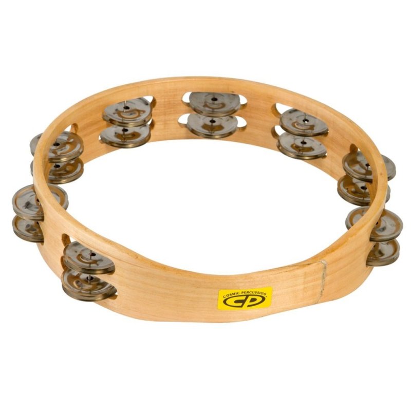 Latin Percussion - 10" Wood Tambourine, Headless, Double Row Jingles