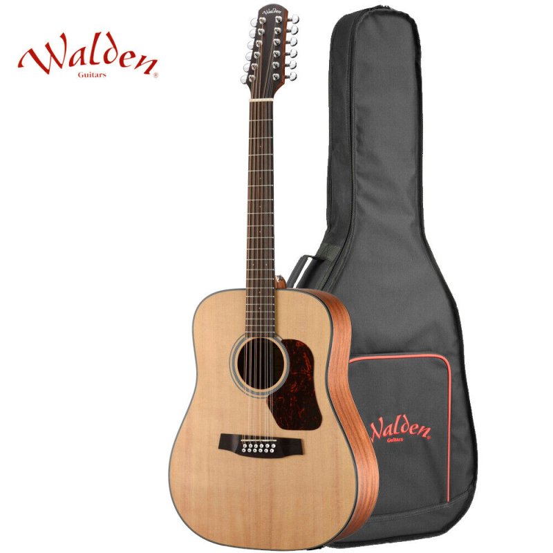 Walden Guitars - Natura 500 12-String Dreadnought Acoustic / Electric Guitar With Gig Bag, Open Pore Satin