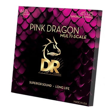 DR Handmade Strings - Pink Dragon 6-String Pink Coated Silver-Plated Steel Bass String 30-125