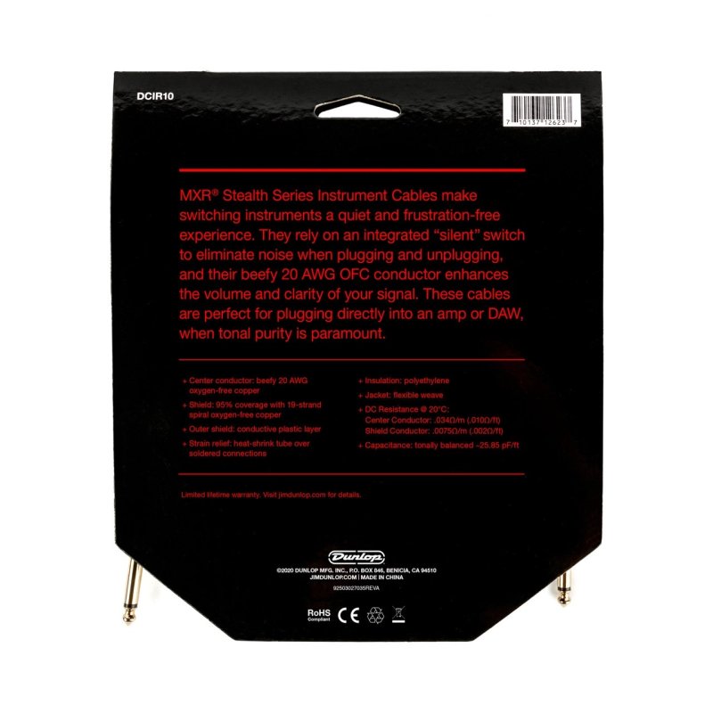 Dunlop - MXR 10' Stealth Series Instrument Cable